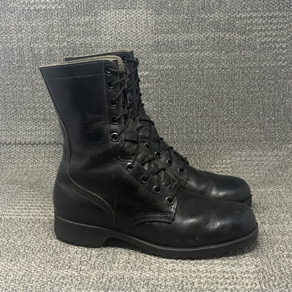 1977 Vtg Black Genesco CIC Vietnam Combat Boots Mens Size 9 R Waffle Bottom USA